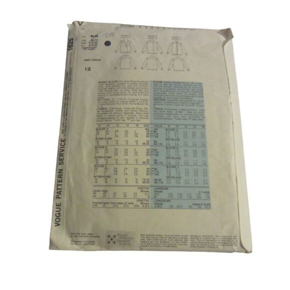 Vintage 80s Calvin Klein Vogue Sewing Pattern Blouse Top Women's Misses 1987 - Picture 5 of 5